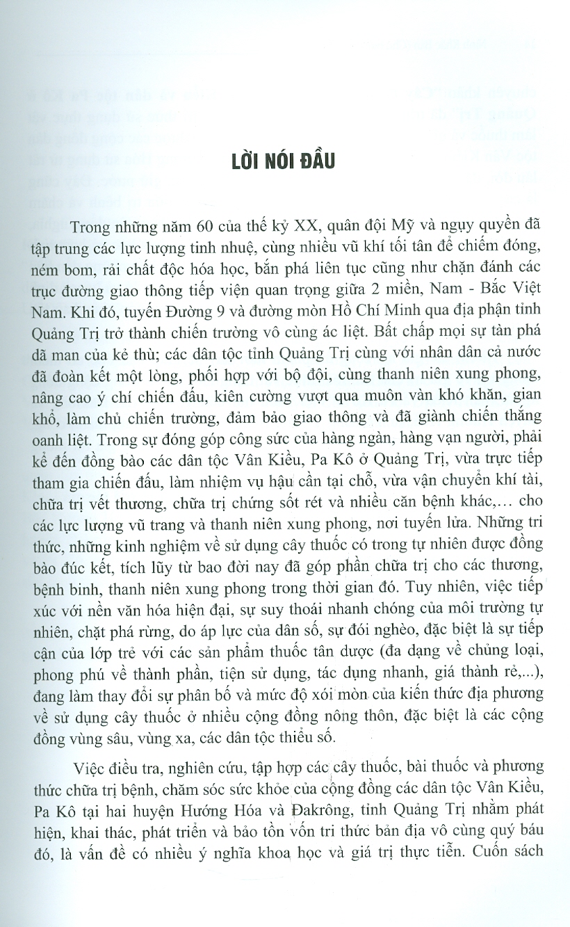 Cây Thuốc Của Dân Tộc Vân Kiều Và Dân Tộc Pa Kô Ở Quảng Trị (Bìa Cứng)