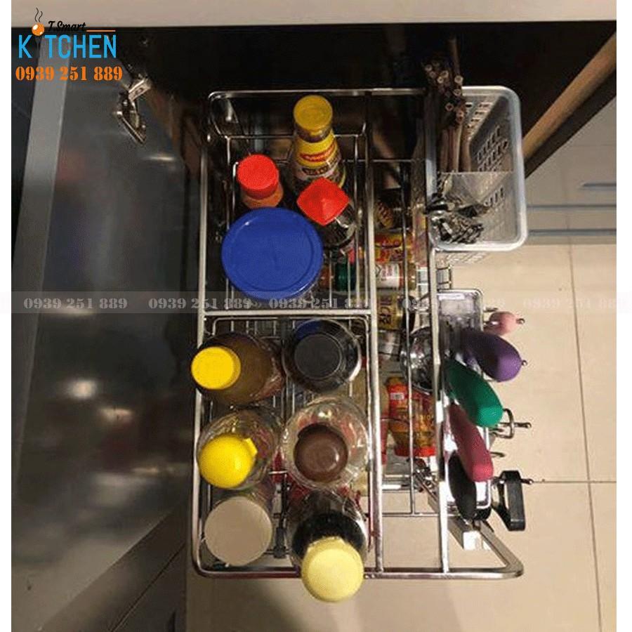 Kệ Gia Vị Inox 304 Cho Tủ Bếp Dưới Tủ 400mm