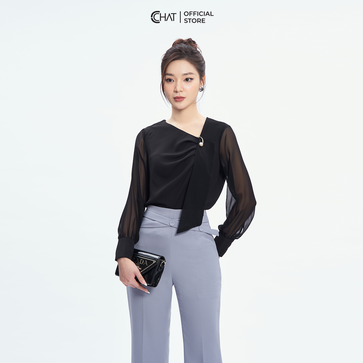 Quần Ống Rộng  Hai Đai Chéo Chất Liệu Tuytsi Cao Cấp 13QDS2012ET