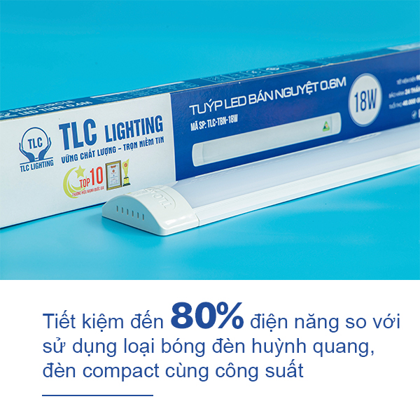 Đèn LED Tuýp Bán Nguyệt 1m2 TLC Lighting công suất 18W, 36W - Thiết kế thẫm mỹ, tinh tế - Ánh sáng Trắng/Vàng/3Màu - Hàng chính hãng