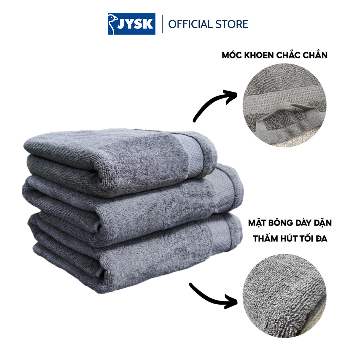 Bộ khăn tắm, khăn mặt cotton thấm hút, mềm mại | JYSK Nora | nhiều màu | nhiều kích thước