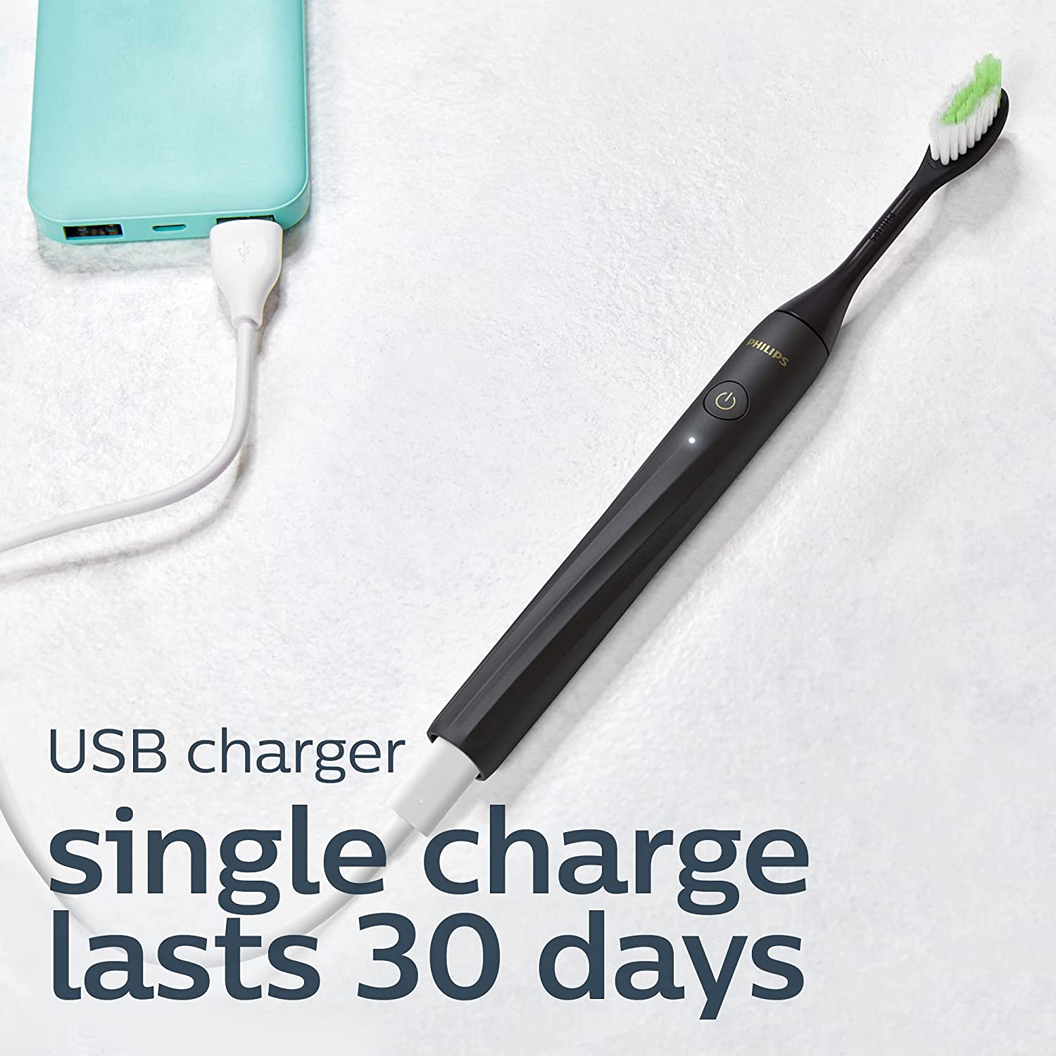 Bàn chải đánh răng có thể sạc lại Philips One by Sonicare, Shadow Black, HY1200 / 06