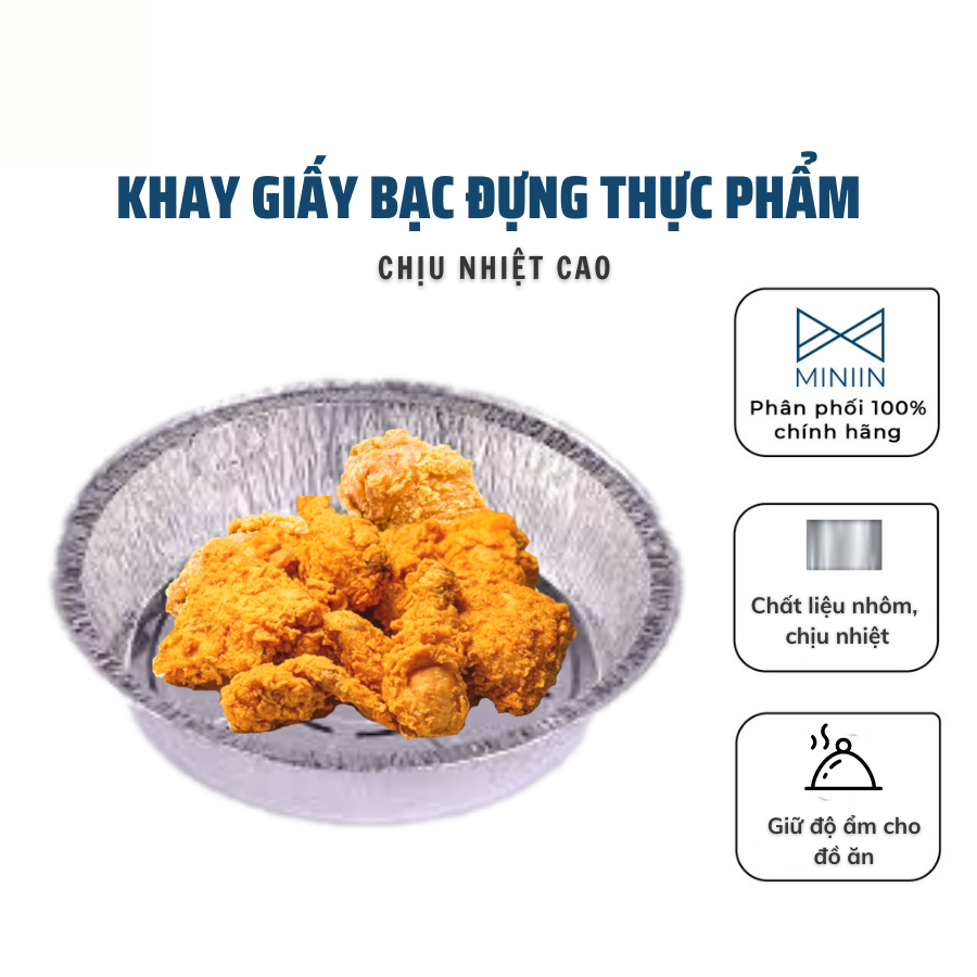 Khay Giấy Bạc, Khay Bạc Đựng Thực Phẩm Lót Nồi Chiên Không Dầu Chịu Nhiệt Cao - Hàng Loại 1 - Chính Hãng Miniin - 40 Cái - Dạng Đĩa