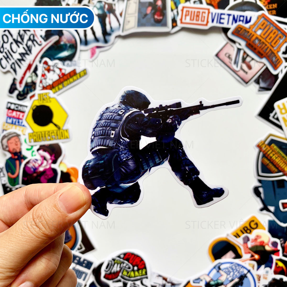 Sticker PUBG Game Online -  Chống Nước Dán Trang Trí Nón Bảo Hiểm, Xe, Đàn Guitar, Laptop, Vali