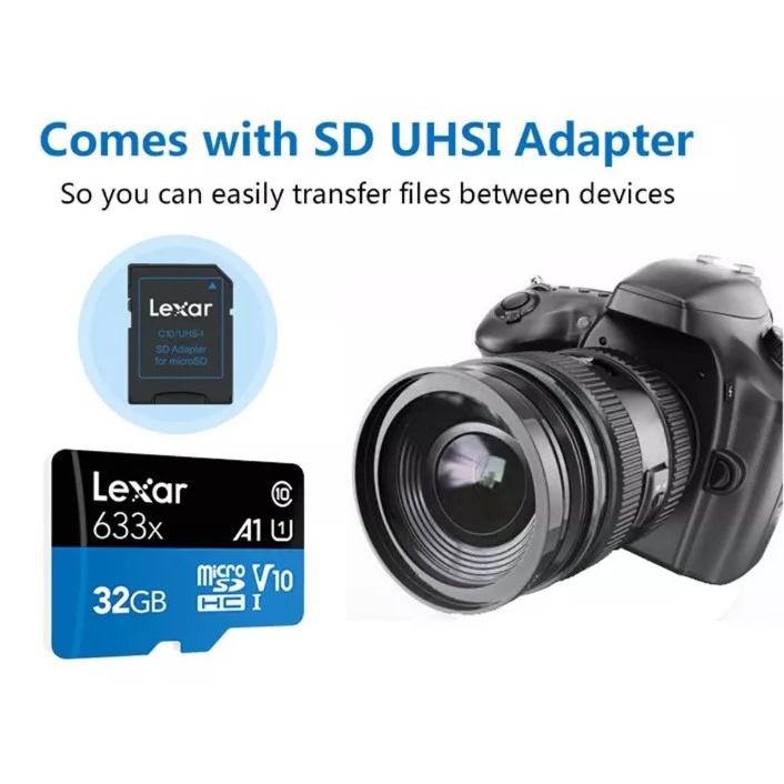 Thẻ nhớ MicroSD Lexar 32GB/ 64GB/128GB class 10 UHS-I - tốc độ100MB/s, kèm Adapter, dùng cho camera, máy ảnh, máy quay - Hàng chính hãng