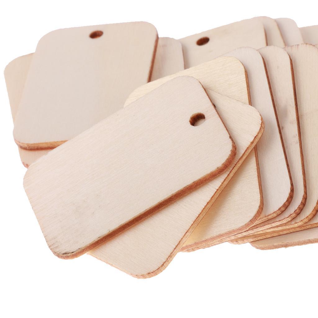 75pcs Natural Blank Gift Tags Wooden Plaque Board for Kids Painting Drawing