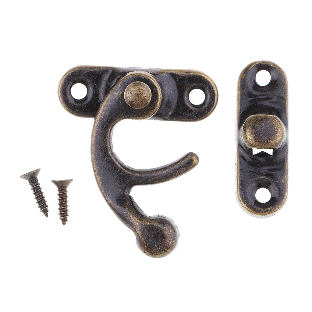 20 Sets Antique Decorative Cabinet Jewelry Box Wooden Box Hasp Latch Hook Lock Clasp Fasteners With Screws