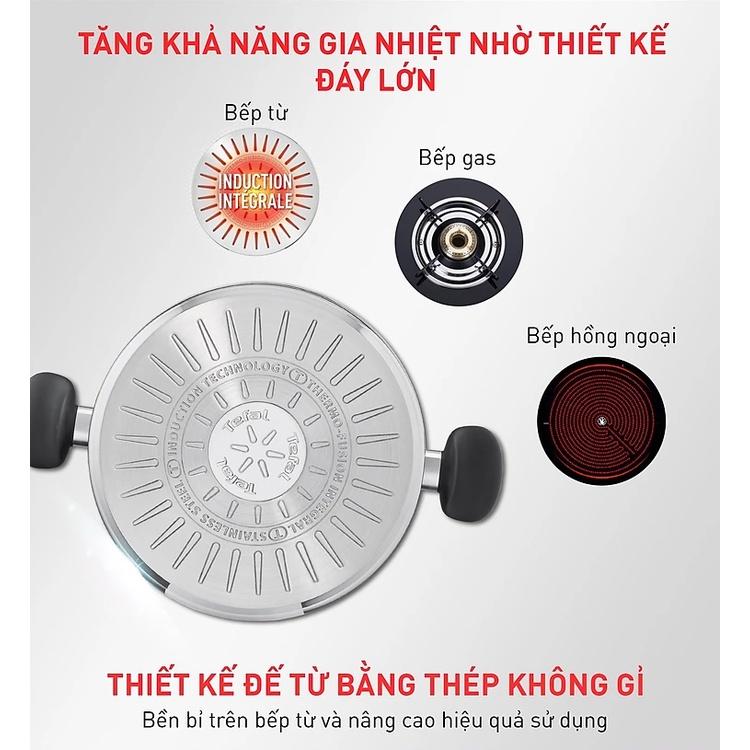 Bộ nồi Tefal Primary 16/18/20cm (quánh 16cm-1.5L,nồi 18cm-2.2L, nồi 20cm-3L) E308S674 - Hàng Chính Hãng