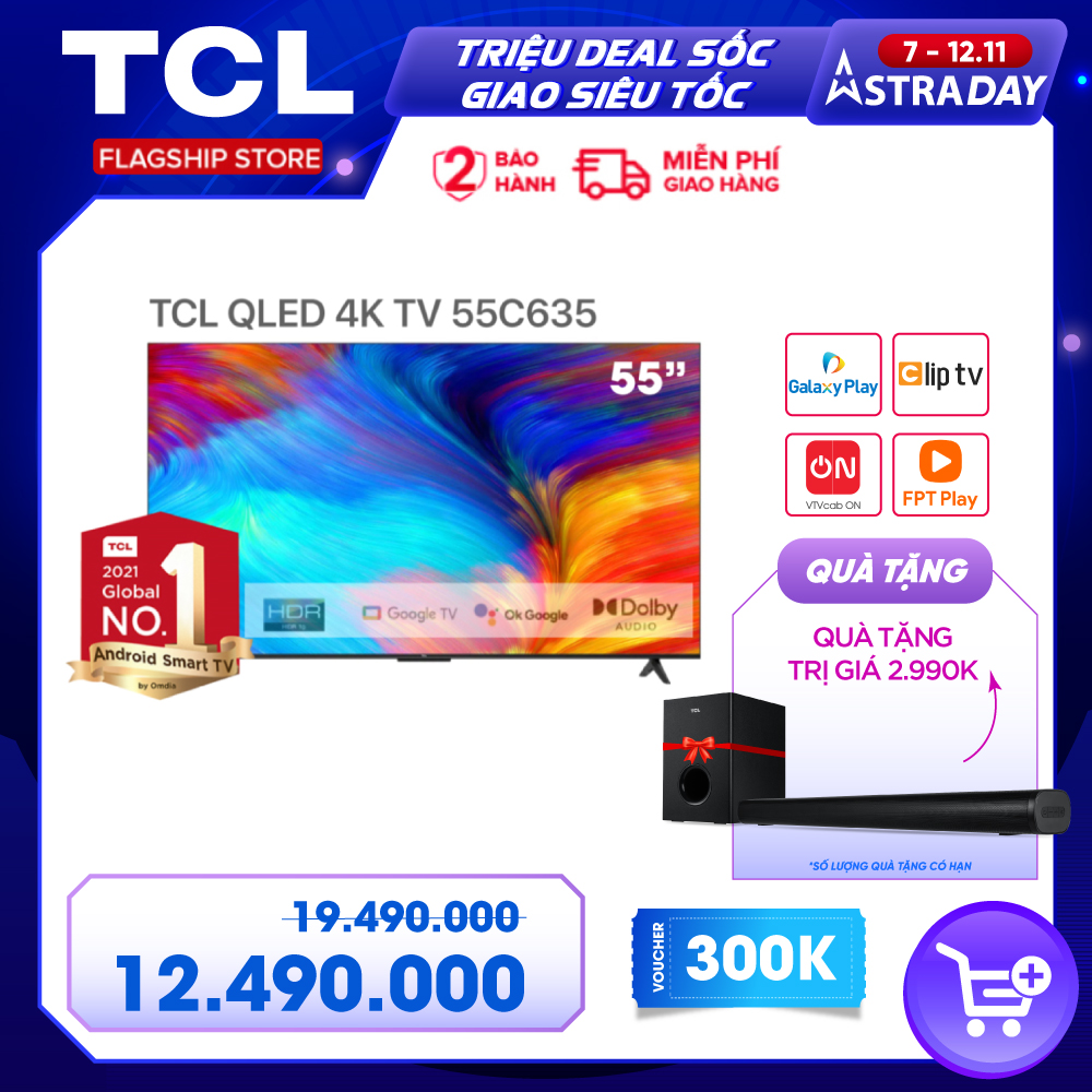 [SẢN PHẨM MỚI] QLED TV 4K UHD - Tivi 55&quot; - TCL 55C635 - Hàng chính hãng