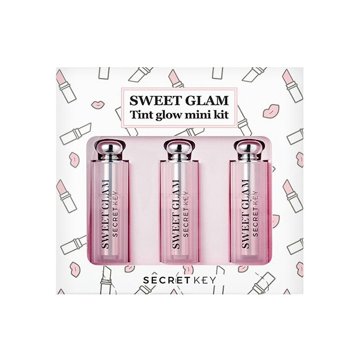 Set 3 son dưỡng môi có màu mini Secret Key Sweet Glam Tint Glow - Mini Kit (Baby Pink, Juicy Orange, Punky Pink)