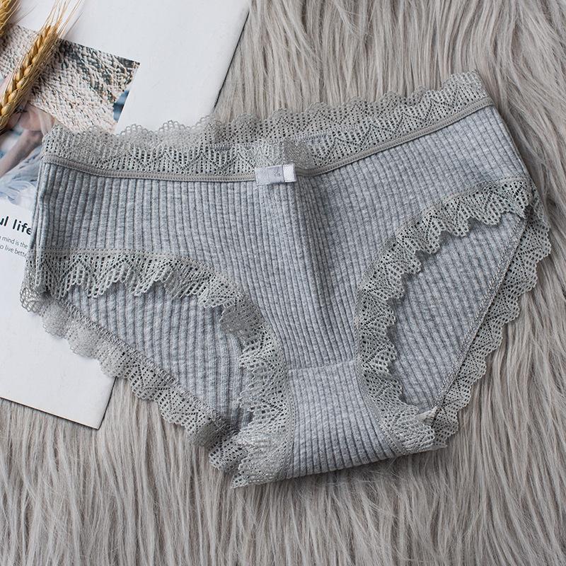 Set 10 quần lót nữ cotton gân tăm kháng khuẩn viền ren sexy QL05