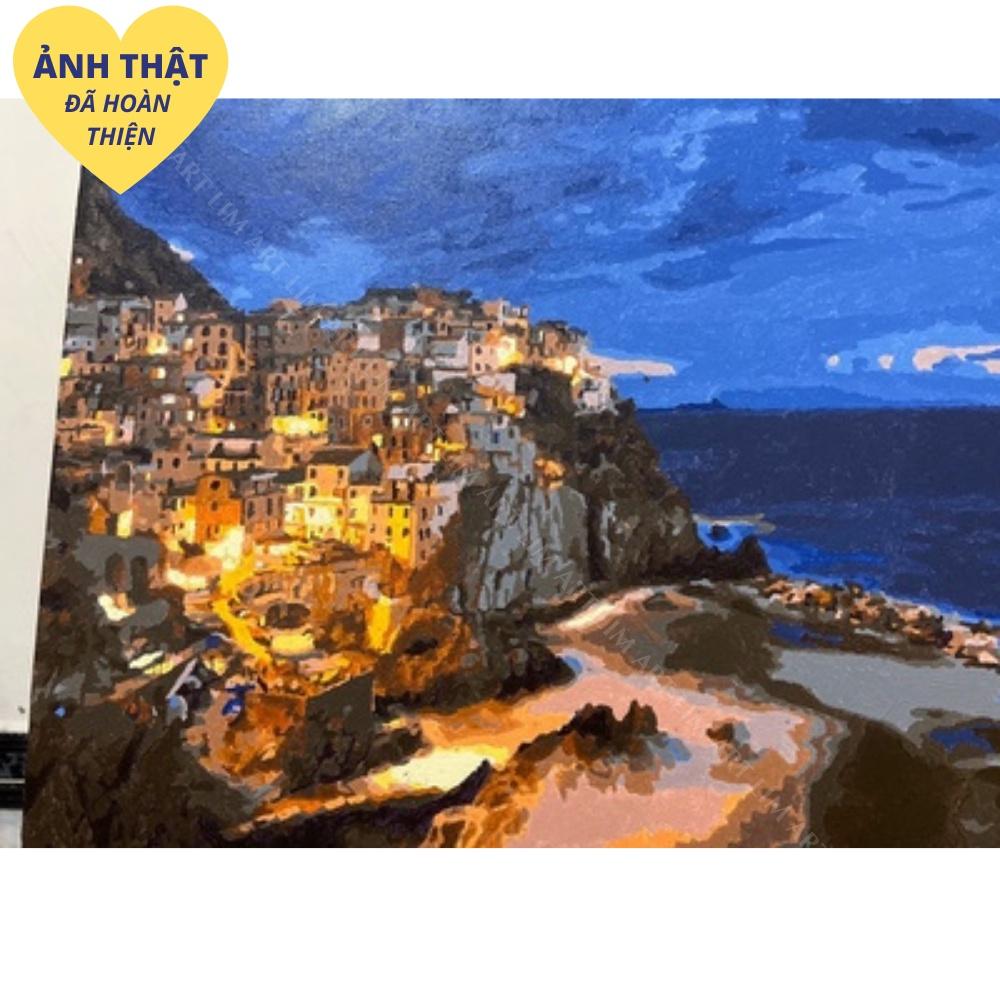 Trang sơn dầu số hóa tự tô có khung chuẩn màu LIM Art - Tranh tô màu theo số phong cảnh biển