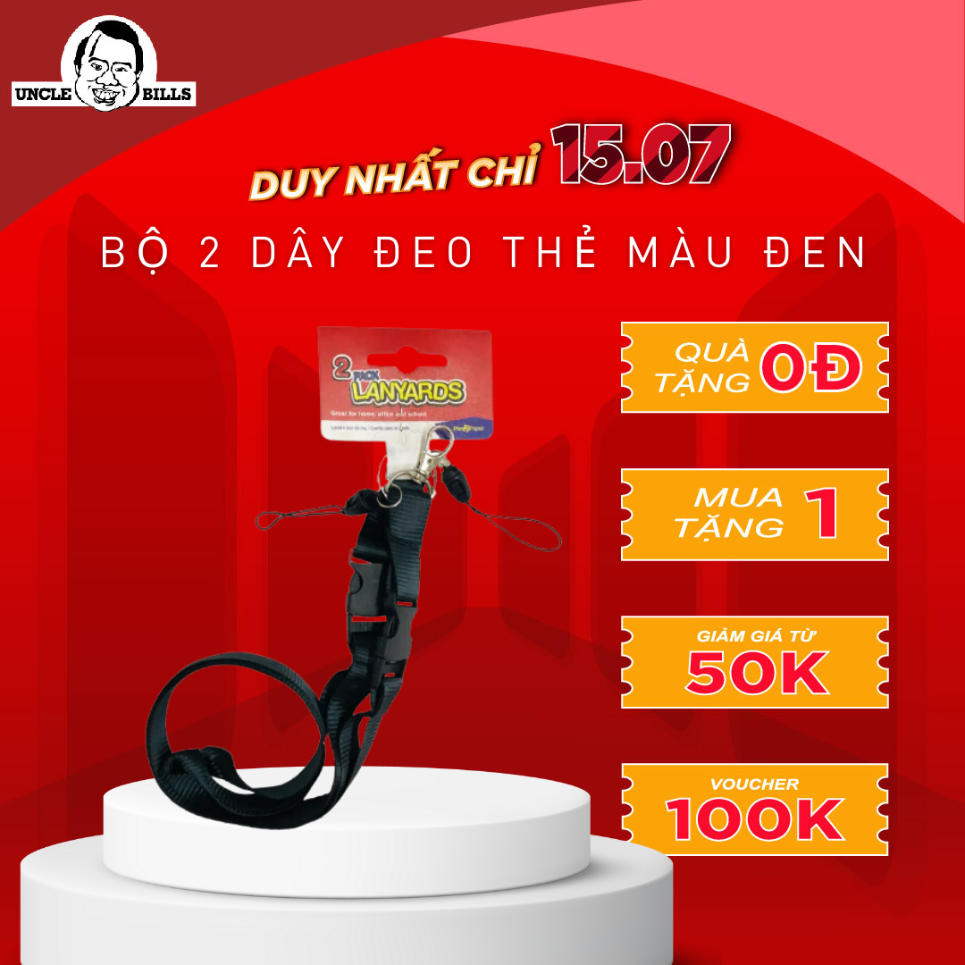 Dây đeo thẻ màu đen 2 Cái 90cm Uncle Bills SG0475