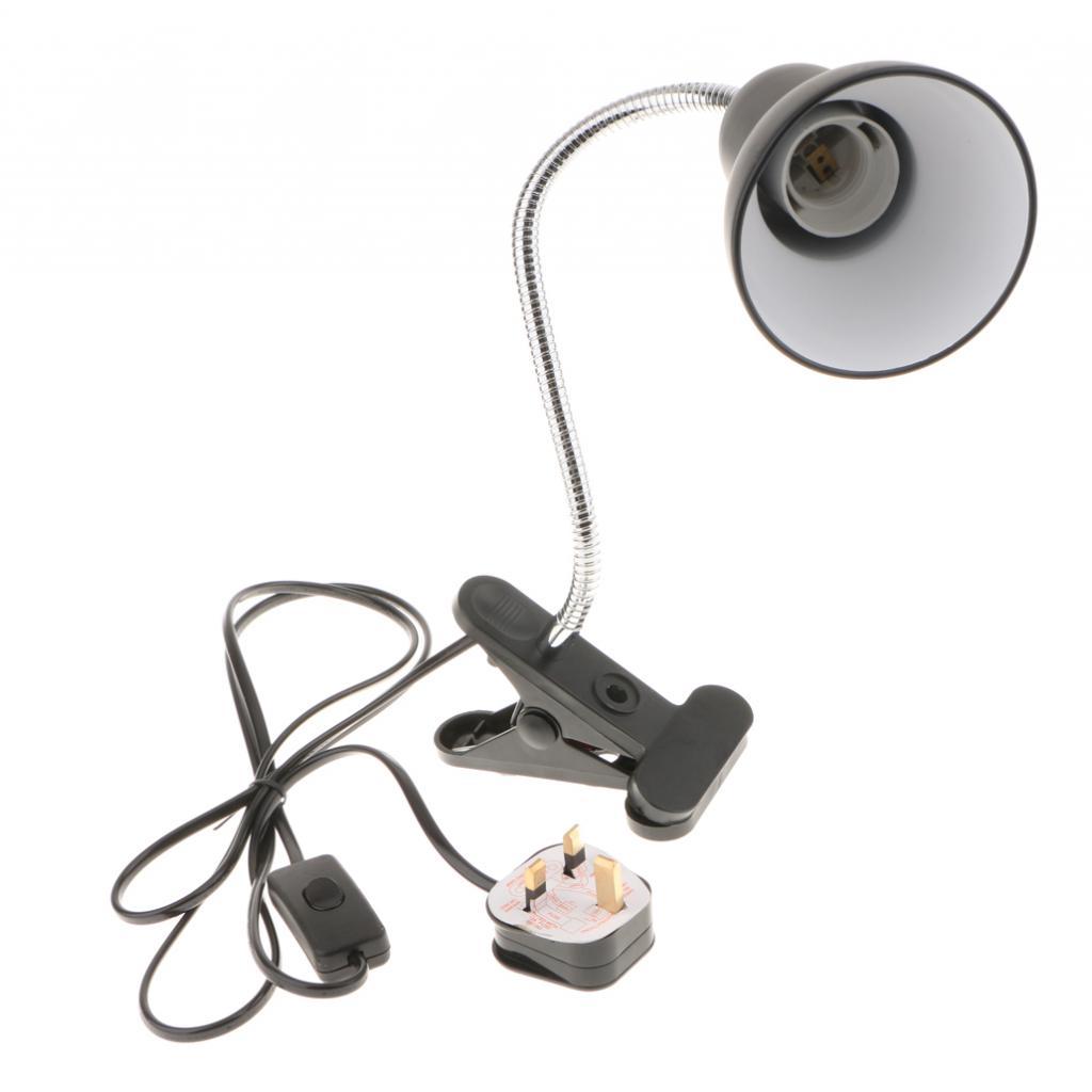 Flexible Reptile Lamp Holder E27 Light Bulb Table Lamp Holder UK Plug Black