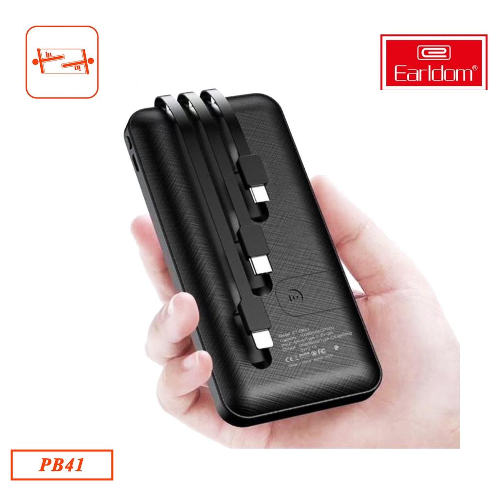 Sạc dự phòng kèm cáp 3 đầu 10.000 mah Earldom PB - 41-Hàng chính hãng