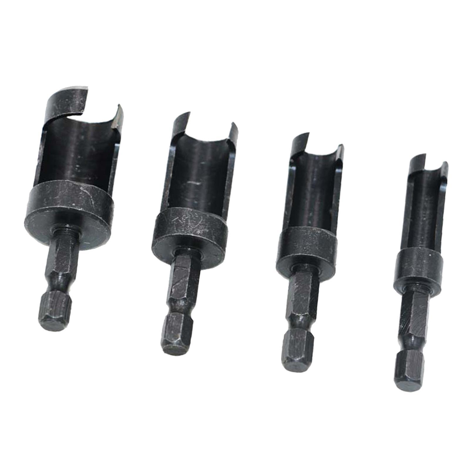 4 Pieces of Wood Plug Cutter Cutting Tool Set Hex Shank Drill Bit Set