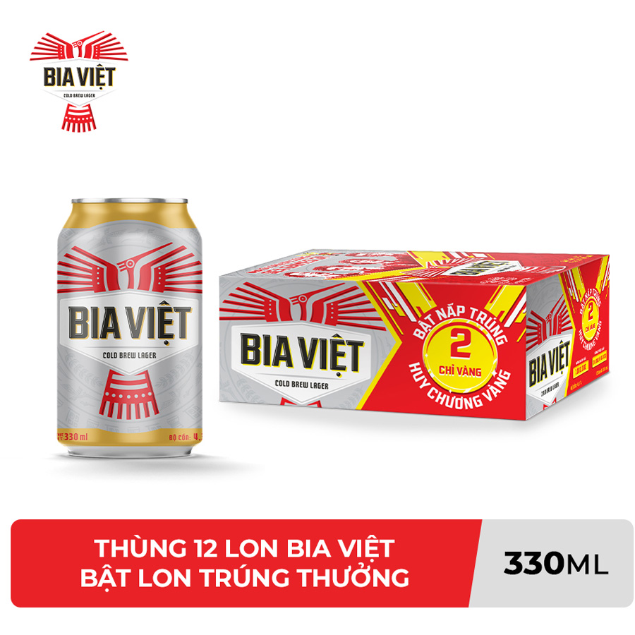 Thùng 12 lon Bia Việt - Bật lon trúng thưởng (330ml/lon)