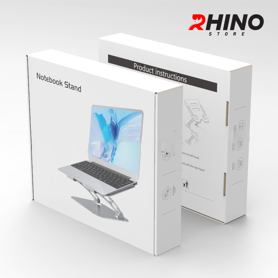 Kệ đỡ Laptop tản nhiệt Rhino KL201, giá đỡ máy tính nhôm cao cấp, gấp gọn - Hàng chính hãng