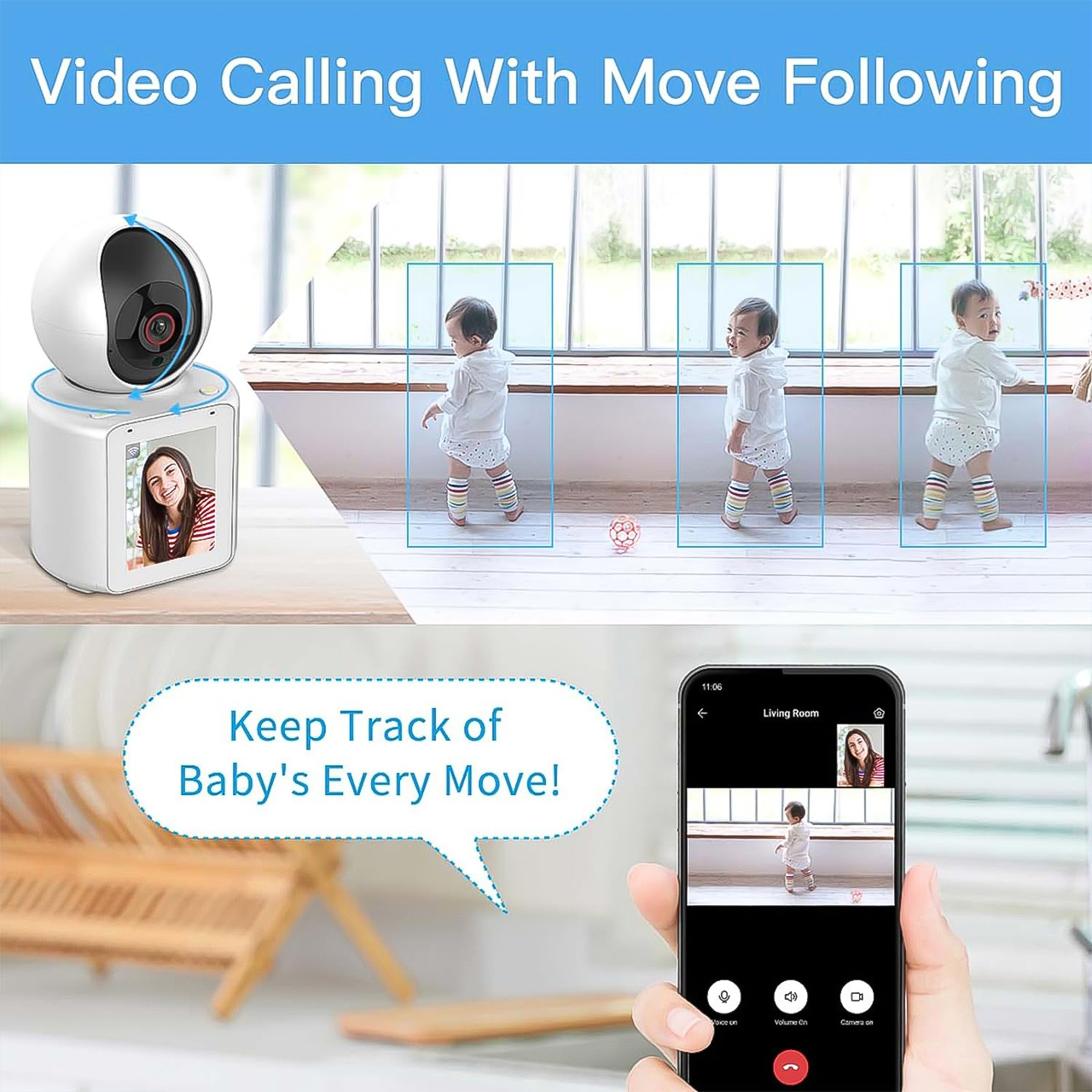 Camera wifi trong nhà Vinetteam C31 màn hình IPS 2.8 inch siêu nét, Video call 2 Chiều, xoay 360 độ, công nghệ AI, hỗ trợ thẻ nhớ lên tới 128GB - hàng chính hãng