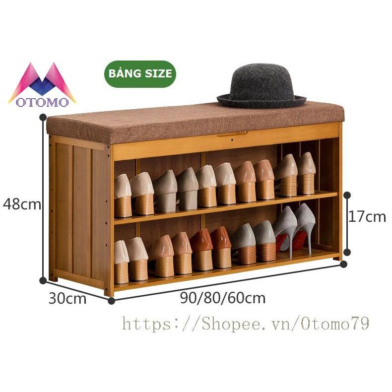 Kệ Để Giày Dép Bằng Gỗ Kiêm Ghế Ngồi