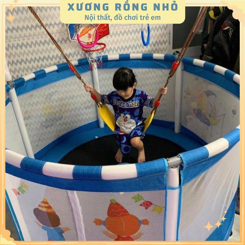 Sàn nhún, quây bóng, nhà bóng cho bé có xích đu, tay vịn kèm xà đơn bóng rổ vận động đường kính 1,5m