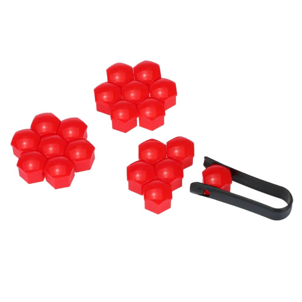 20pcs Universal 19mm Wheel Nut Covers Lug Nut Caps Screw Protector Red