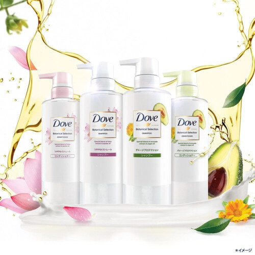 Dầu Gội Dove Nhật Mượt Tóc Chiết Xuất Hoa Sen &amp; Dầu Jojoba Botanical Dưỡng Tóc Mềm Mượt, Vào Nếp 500g