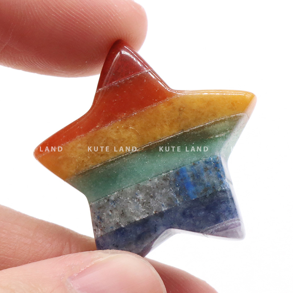Đá Thanh Tẩy Hình Ngôi Sao Chakra 7 Loại Đá Size 3 Cm