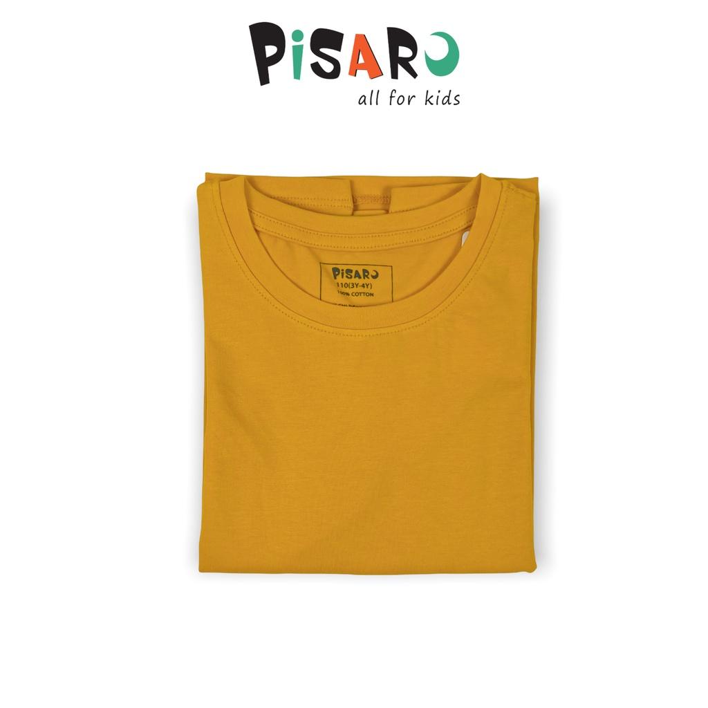 Áo phông dài tay cotton Pisaro cho bé trai, bé gái trơn 5 màu basic