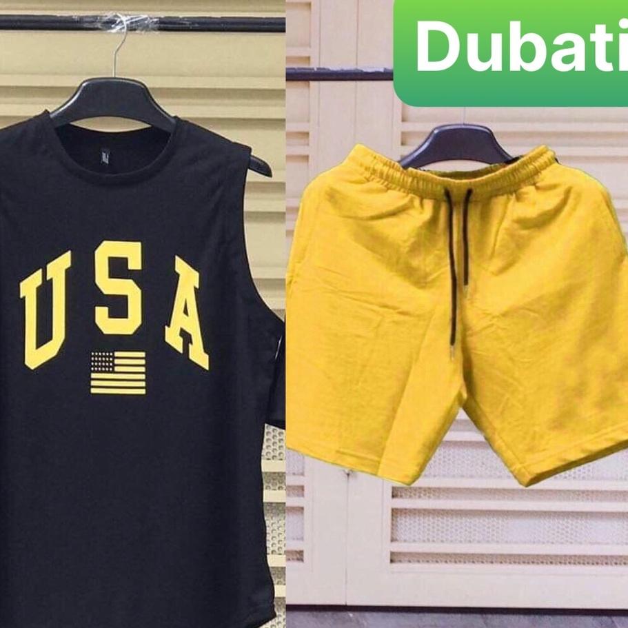 ĐỒ BỘ BA LỖ THỂ THAO NAM USA, SET ĐỒ THỂ THAO PHONG CÁCH SÀNH ĐIỆU- DUBATI FASHION