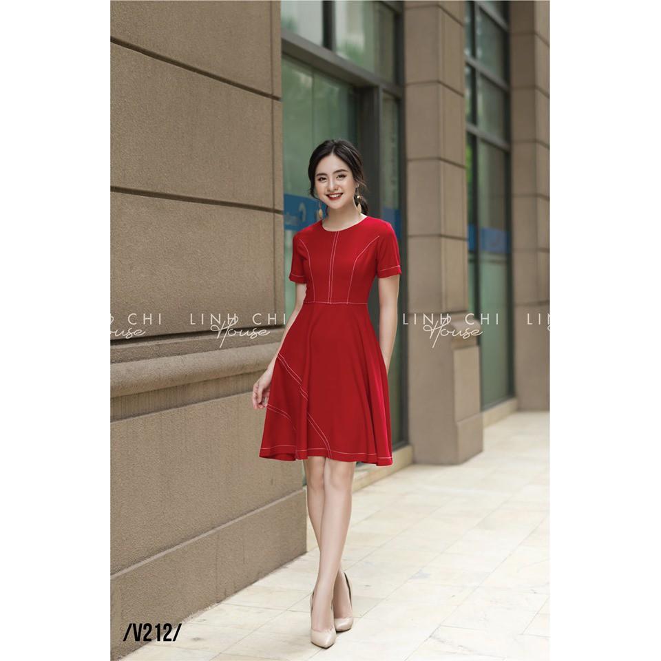 Đầm Nữ Kẻ Viền Hai Màu Thanh Lịch  Thời Trang V212