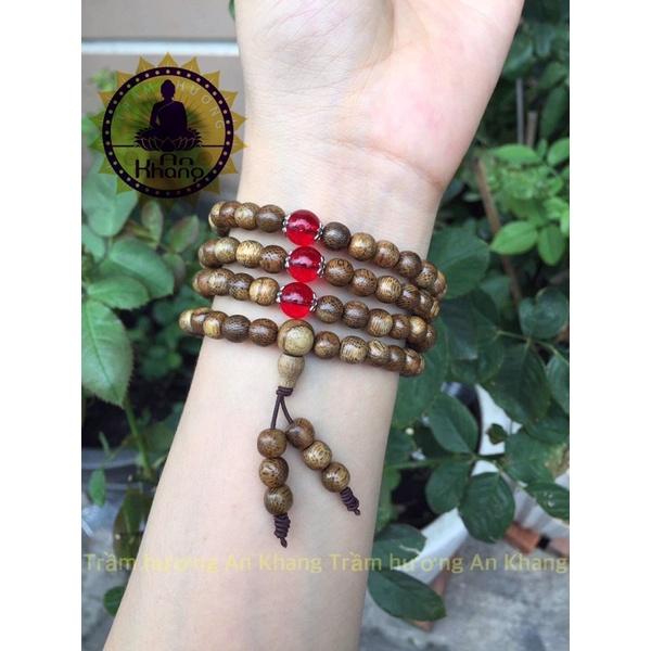 Vòng tay 108 hạt trầm hương mix charm đá