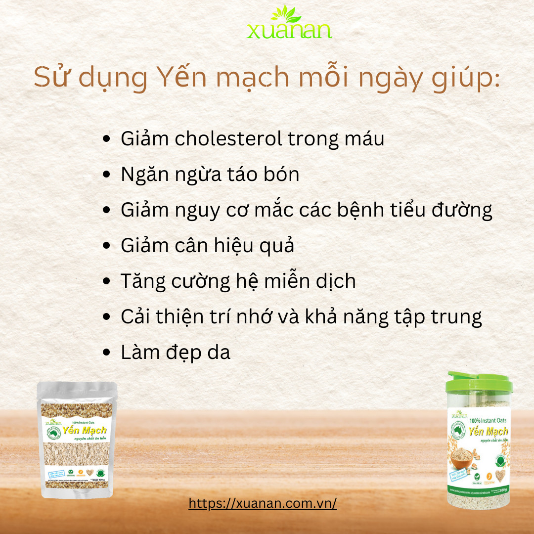 Combo 2 Hộp Yến Mạch Nguyên Chất Ăn Liền Xuân An [ko đường] 400G(Tặng Kèm 2 Túi Yến Mạch 150G)