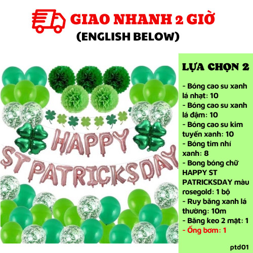 Bộ bong bóng trang trí Patrick's day combo ptd01
