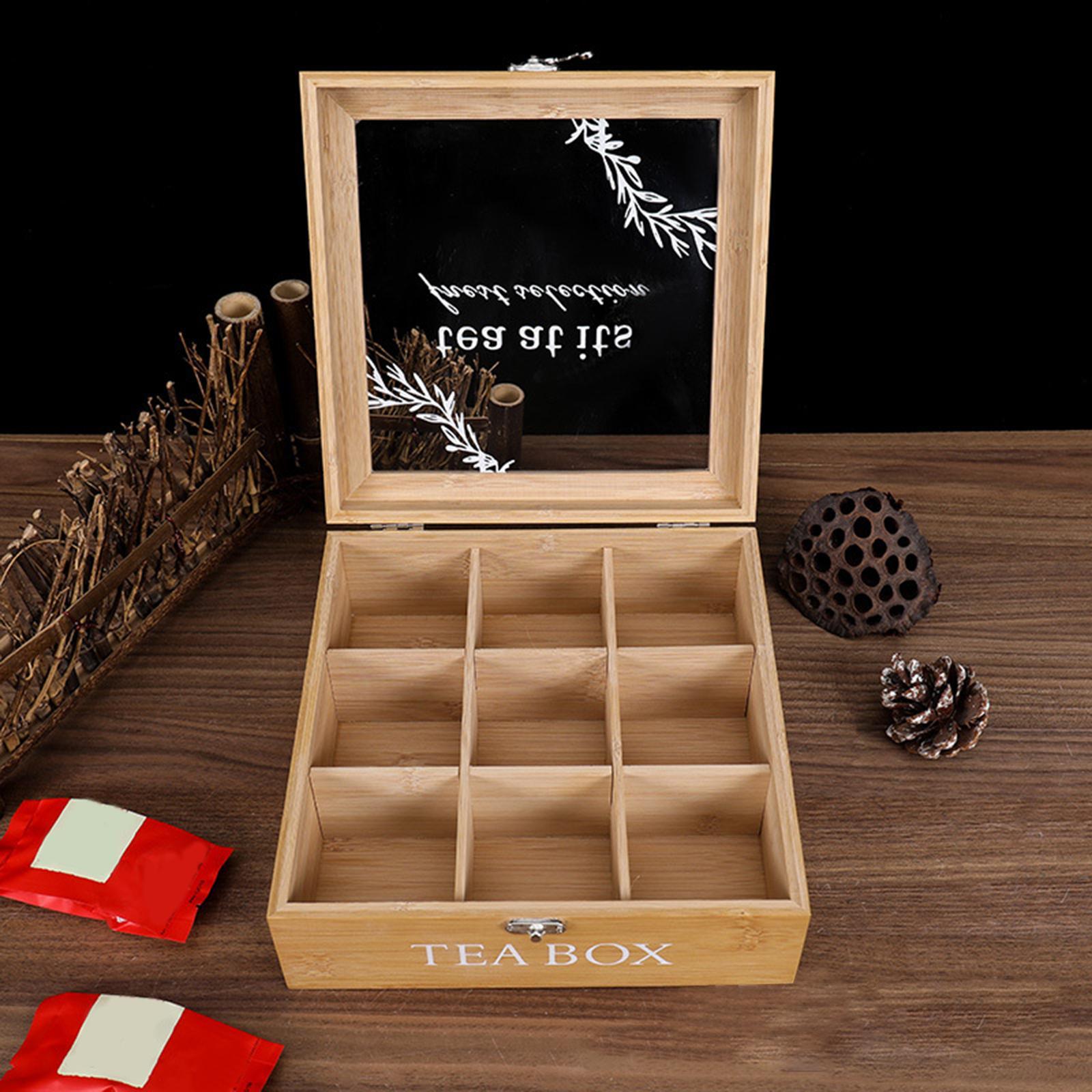 Wooden Tea Organizer 9 Grid Jewelry Organizer for Cabinets Desktop Decor