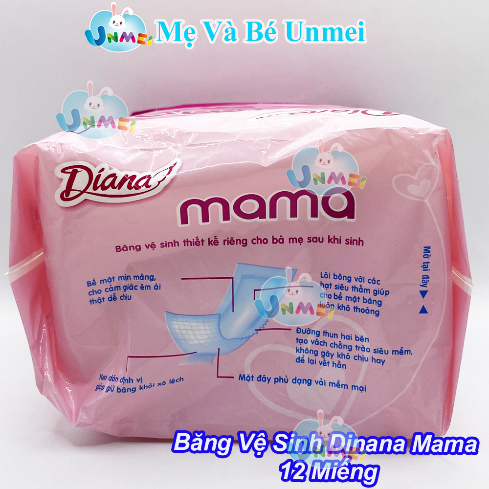 (Combo Tiết Kiệm) Băng Vệ Sinh Diana Mama Dùng Cho Mẹ Sau Sinh 12 Miếng/Gói - Hàng Chính Hãng Tại Mevabeunmei