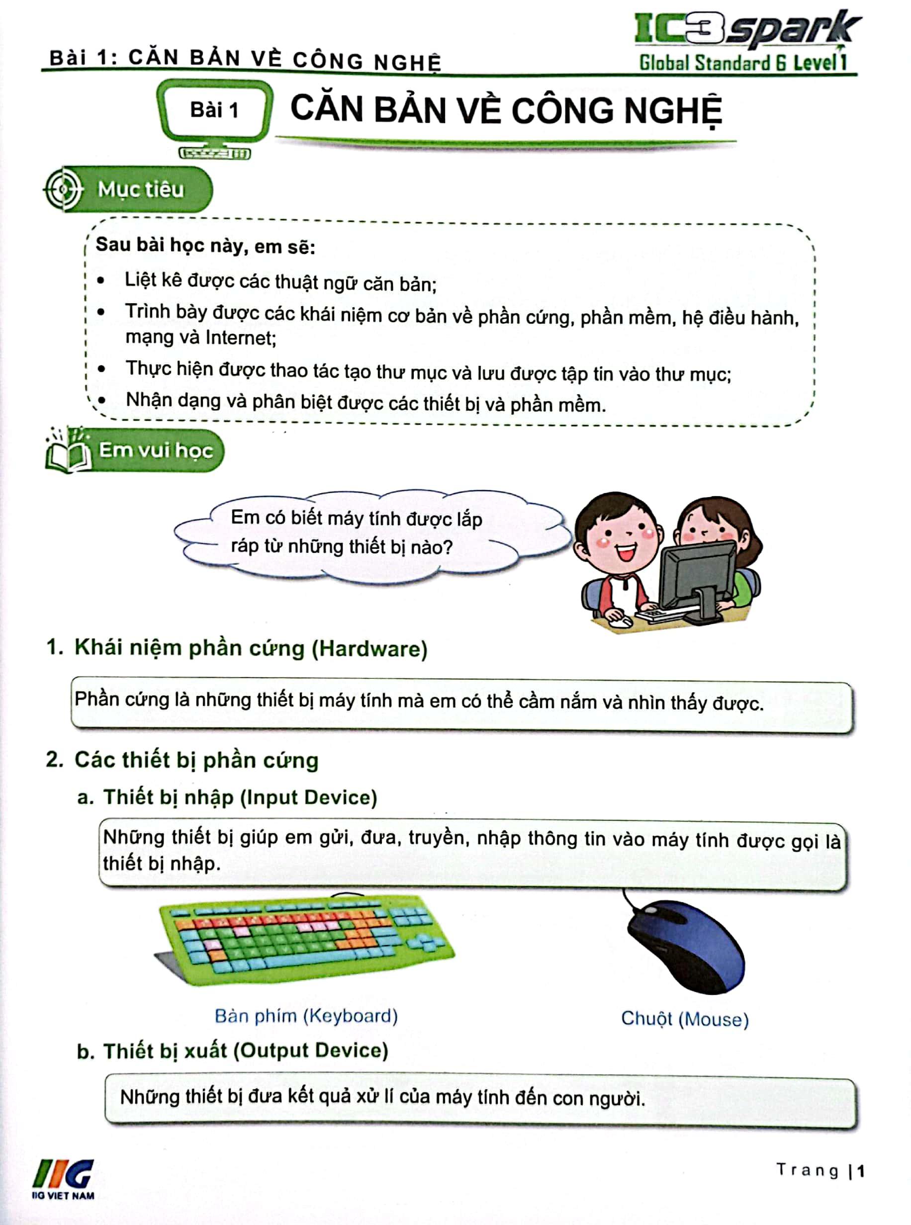 Tăng Cường Tin Học Quốc Tế - IC3 GS6 Spark Level 1 - Dành Cho Lớp 3
