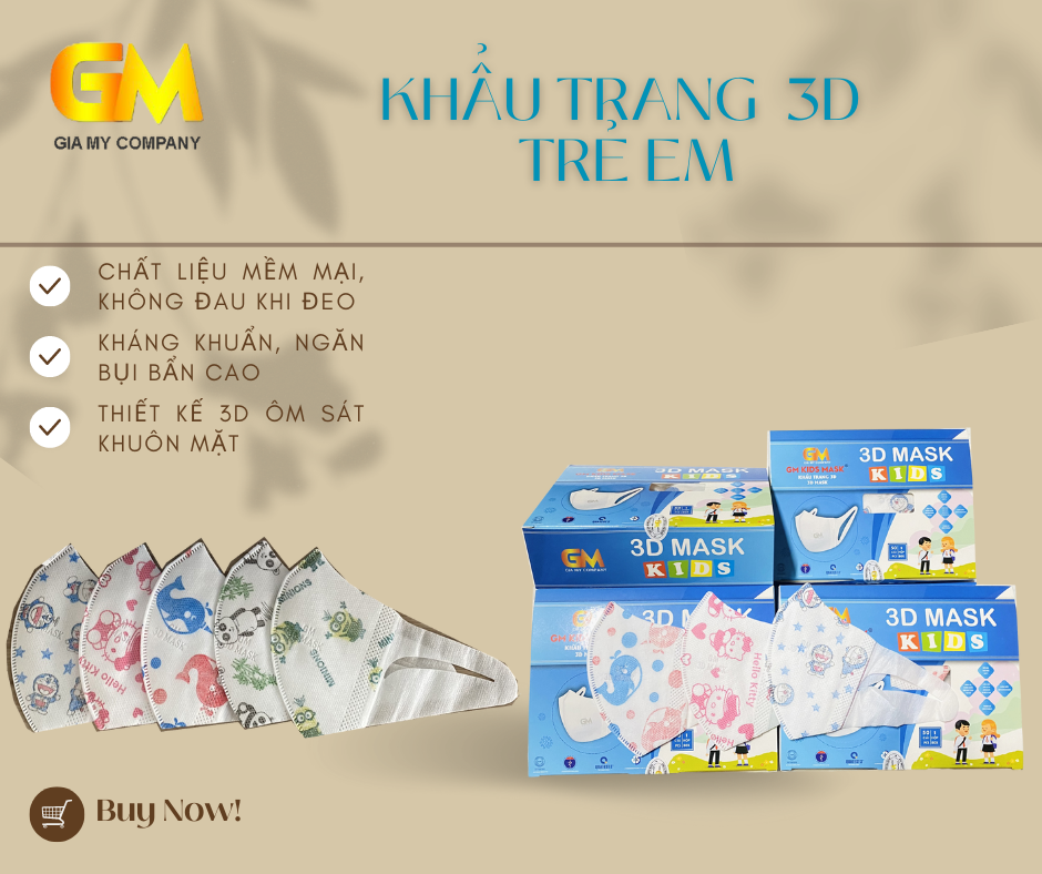 Khẩu trang 3D Mask Trẻ em Gia Mỹ hộp 50 cái