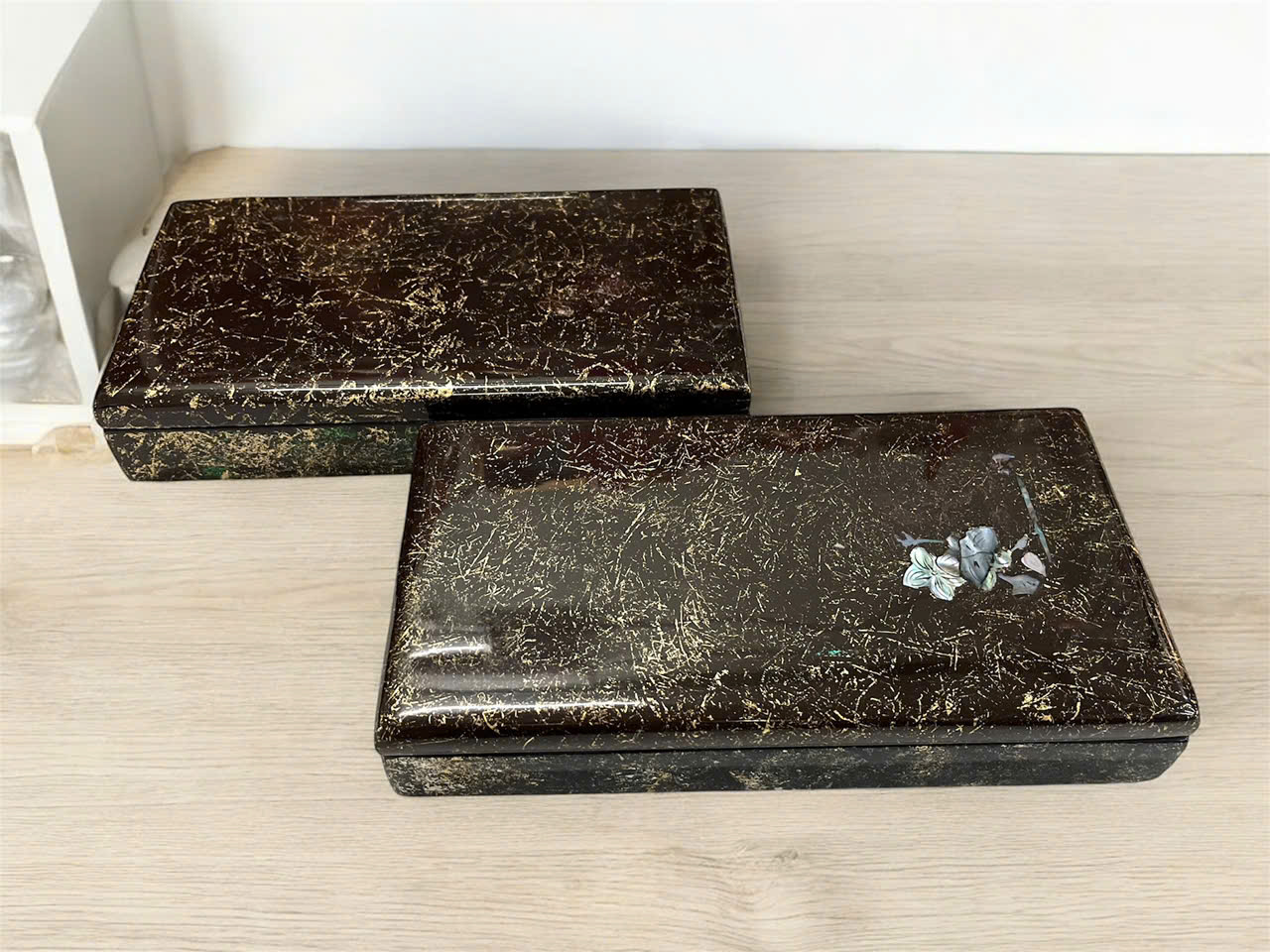 Hộp chữ nhật sơn mài cao cấp cẩn ốc Thanh Bình Lê đa năng đựng đồ vật nhỏ, làm quà tặng ý nghĩa size 23x12x5 cm