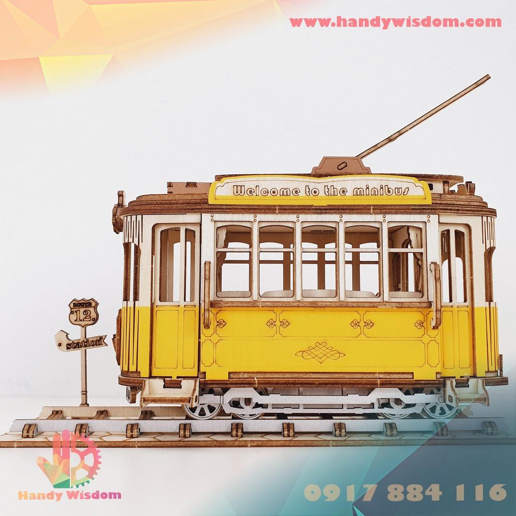 Mô hình lắp ghép gỗ Rolife - Xe buýt điện - Robotime Tramcar TG505