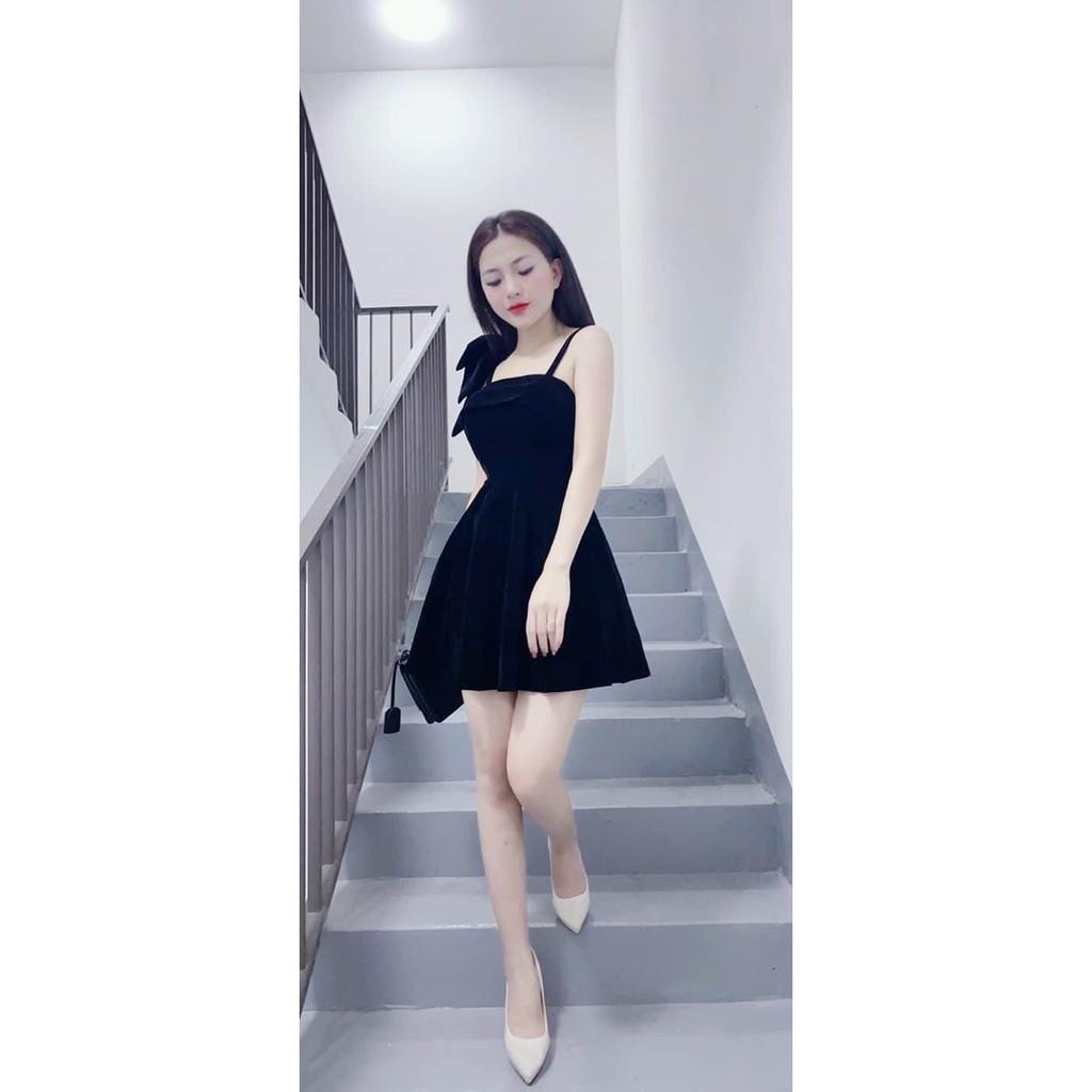 Đầm umi xoè kết nơ 1 bên vai điệu đà quyến rũ kèm video hình thật