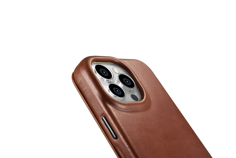 Bao da iCarer hỗ trợ sạc không dây dành cho iPhone 14 Pro Max iCarer Curved Edge Real Leather – Hàng chính hãng