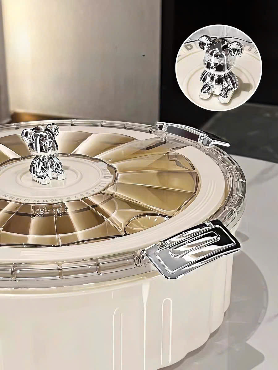 Khay Mứt Hình Gấu Vân Kim Cương 6 Ngăn Kèm Quai Xách – Hộp Đựng Bánh Kẹo Mứt Tết Sang Trọng, Hiện Đại - HÀNG CHÍNH HÃNG MINIIN