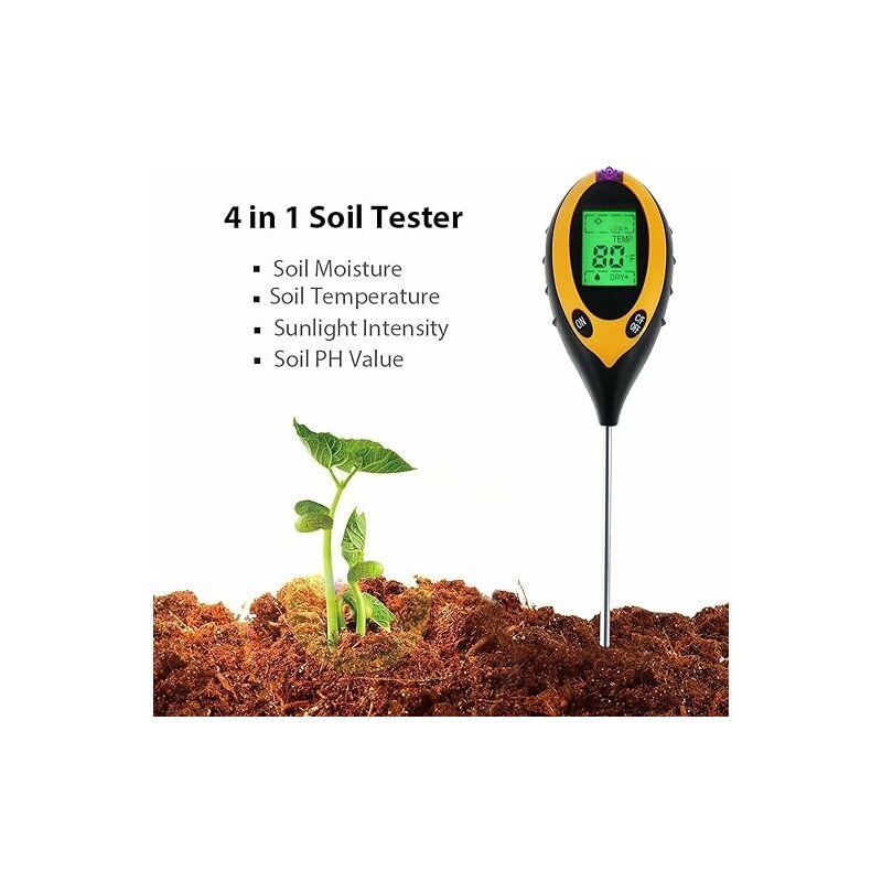 4 Trong 1 bên ngoài nội thất kỹ thuật số của công cụ khảo sát đất Đo lường pH thử nghiệm ánh sáng mặt trời nhiệt độ độ ẩm cho nhà máy hoa luật làm vườn vững chắc