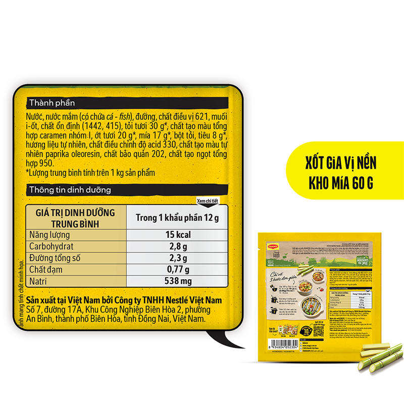 Hộp 10 gói Xốt gia vị nền Maggi Kho mía