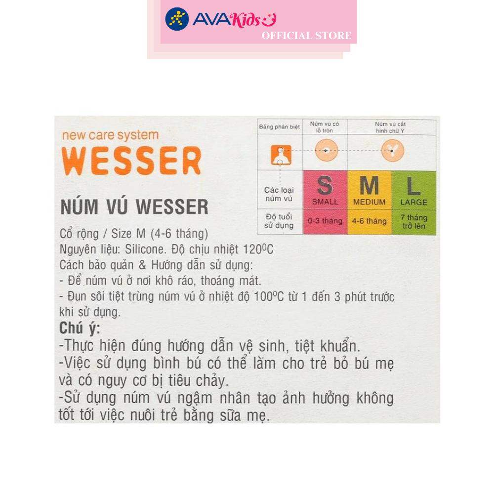 Bộ 2 núm ti Wesser cổ rộng size M (4 - 6 tháng)
