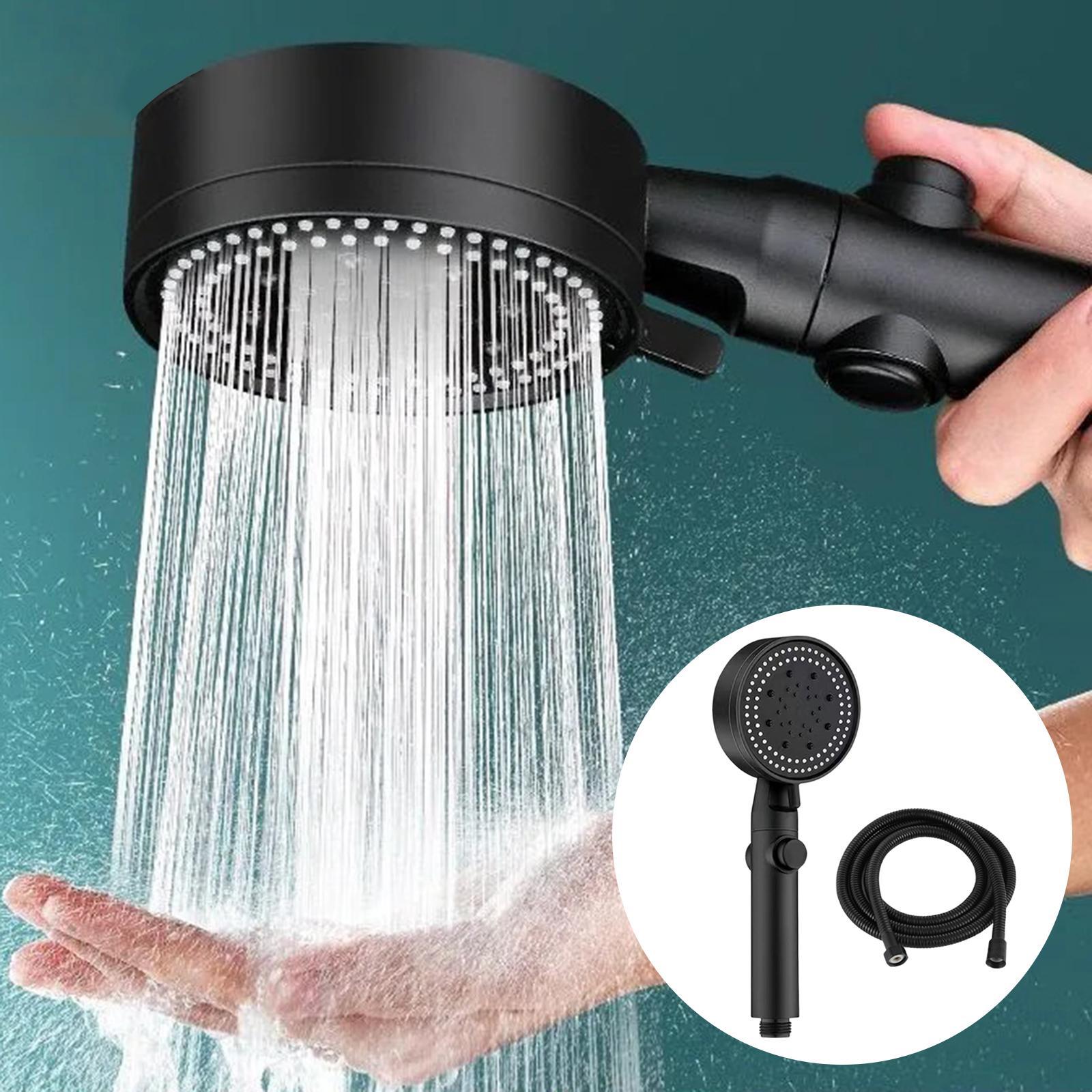 Round Shower Sprayer, High Pressure Adjustable Black for Bathroom Bath Water Outlet