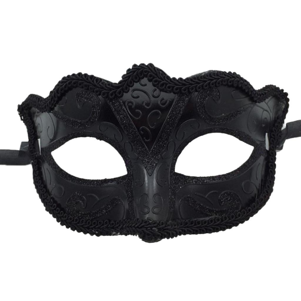 2 Pieces Women Mens Masquerade Ball Mask Venetian Party Eye Mask Black