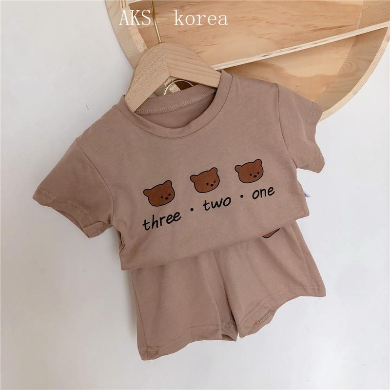 Set bộ mặc nhà cotton hoạ tiết gấu cho bé