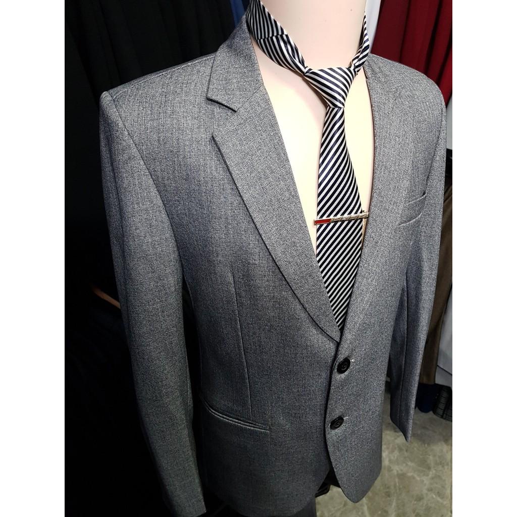 Bộ vest nam kiểu 2 nút chất vải bố cao cấp cực dày mịn